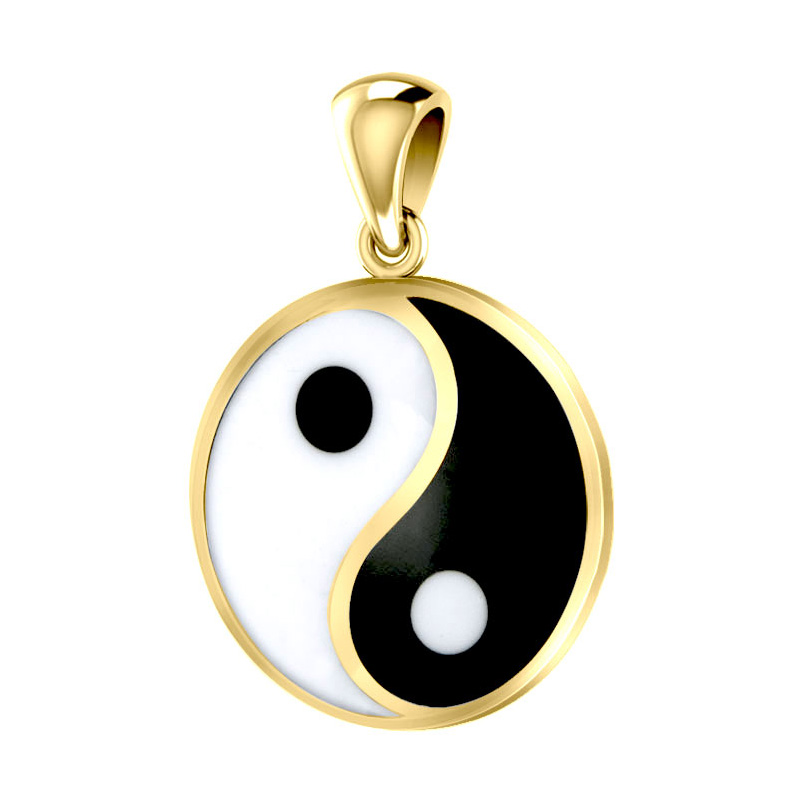 Yin Yang Vedhæng 24mm Kæde Forgyldt Karat Guld