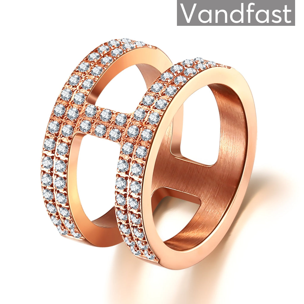 Annebrauner Double Massive Rose White Ring