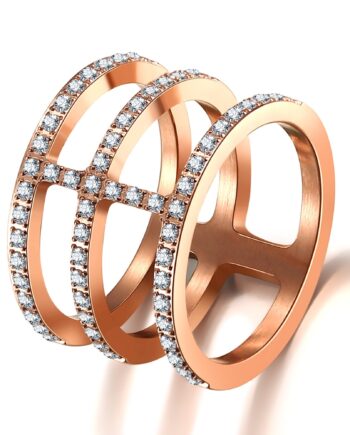 Annebrauner Triple Rose White Ring