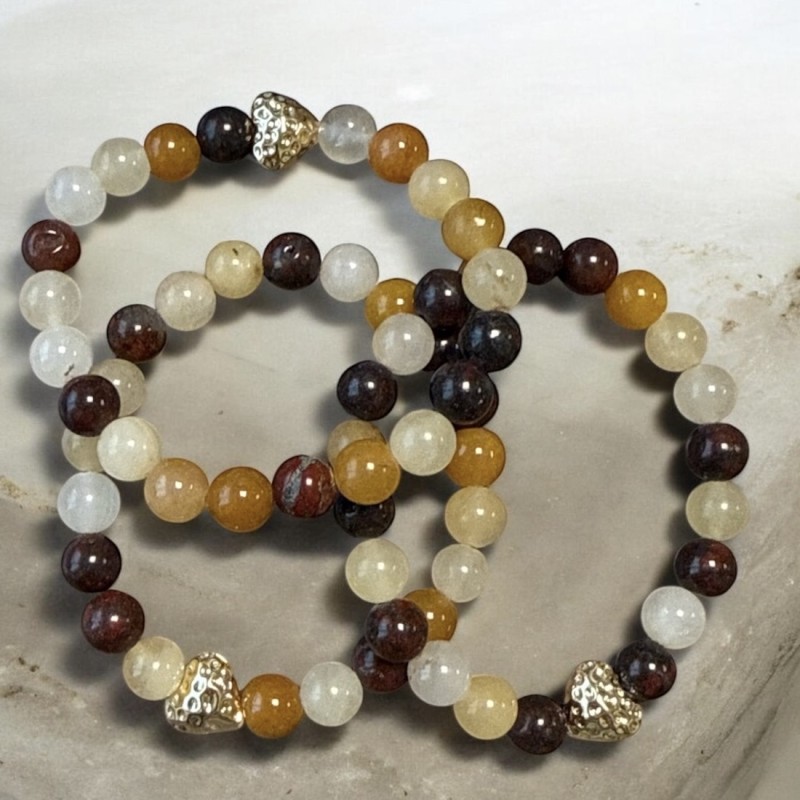 Armbånd Friihof Siig Brune Natur Farvet Perler Hjerte
