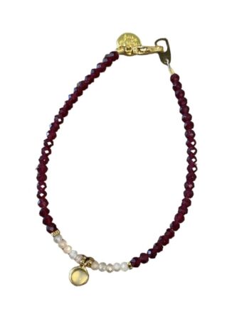 Armbånd Friihof  Siig Lilla Rosa Guldfarvet Perler