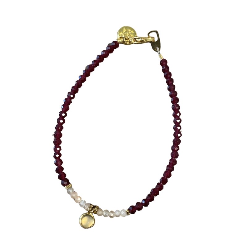 Armbånd Friihof Siig Lilla Rosa Guldfarvet Perler
