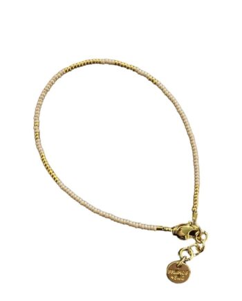 Armbånd Friihof  Siig Lys Brun Guldfarvet Glasperler