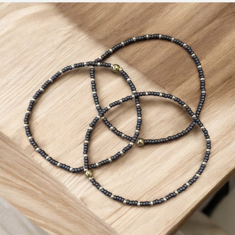 Armbånd Friihof Siig Perler Gråbrune Guld Perler