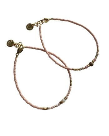 Armbånd Friihof  Siig Rosa Guldfarvet Perler