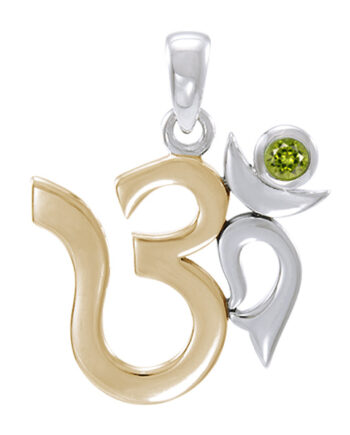 Aum Vedhæng Med Peridot 26mm Kæde