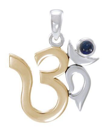 Aum Vedhæng Med Safir 26mm Kæde