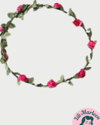 Blomsterkrans Med Små Pink Roser Perler Bladranke