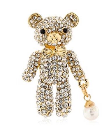 Broche Bamse Med Glitrende Sten Perle