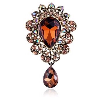 Broche Bronze Dråbe Smuk Broche Brune Bronze Farver Med Smuk Dråbe