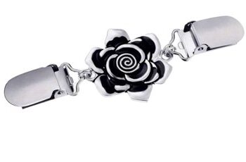 Broche Cardigan Lukker Den Store Rose Sølv