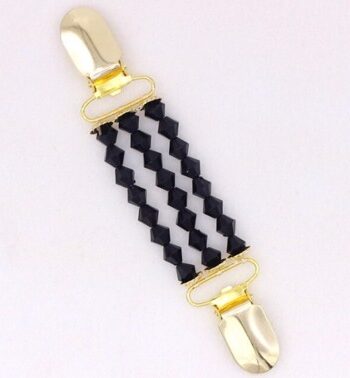 Broche Cardigan Lukker Guld Med Sorte Facetsten