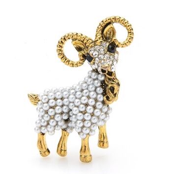 Broche Den Stolte Stenbuk Med Perler