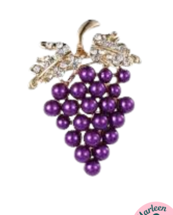 Broche Vindrueklase Med Perler Lilla Guld Top