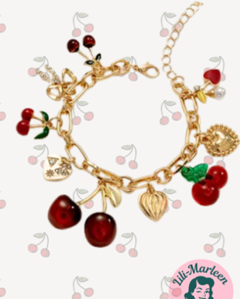 Cherry Darling Charms Armbånd Med Kirsebær Kærlighed Vintage Glimt