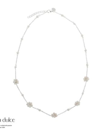 Daisy Pearl Necklace  Silver