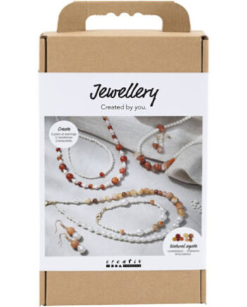 Diy Kit Smykker Beige Brændt Orange Hvid Perlemor