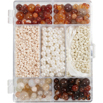 Diy Mix Smykker Agater Str Hulstr Ass Farver