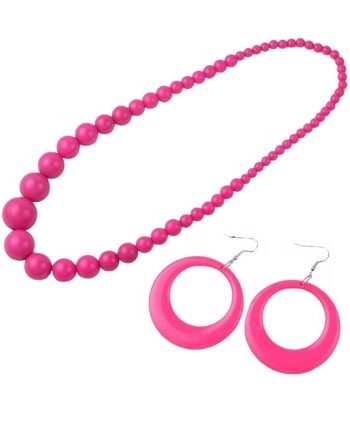 Halskæde Med Plastperler Miss Stina Pink