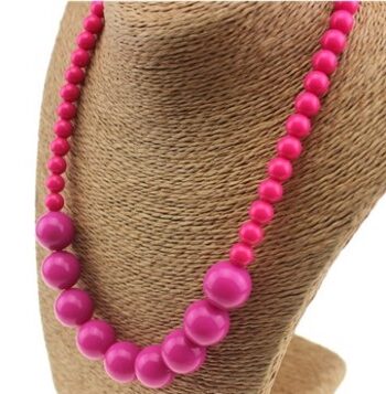 Halskæde Med Plastperler Nelly Pink