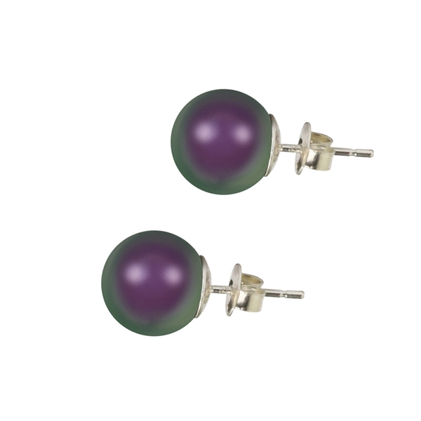 Klassiske Perleøreringe Farven Iridescent Purple
