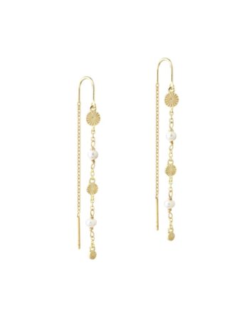 Line Earring Pearl  Golden