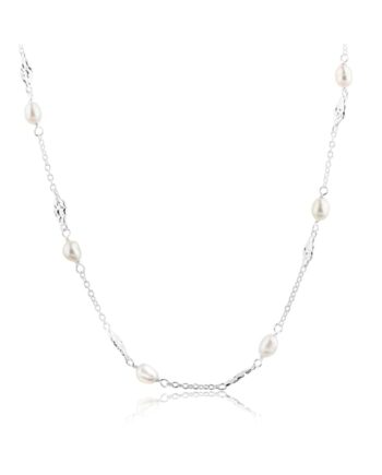 Milena Pearl Necklace  Silver