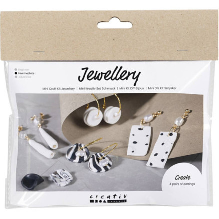 Mini Diy Kit Smykker øreringe Sort Hvid