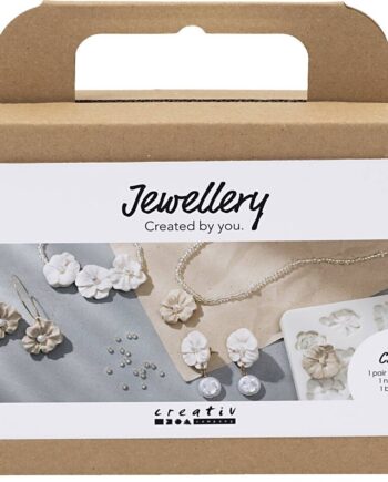 Mini Diy Kit Smykker øreringe Armbånd Halskæde Med Blomsterdesign Beige Lys Pudder Varm Beige