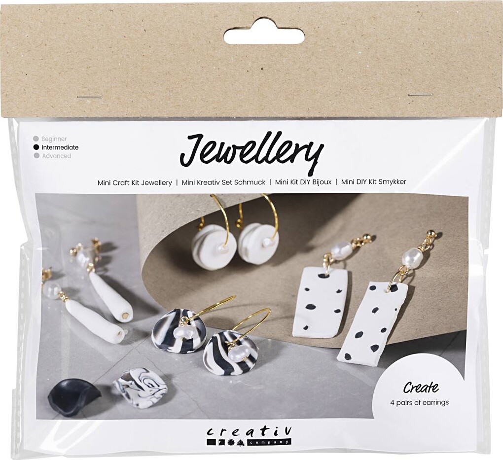 Mini Diy Kit Smykker øreringe Sort Hvid 1pk