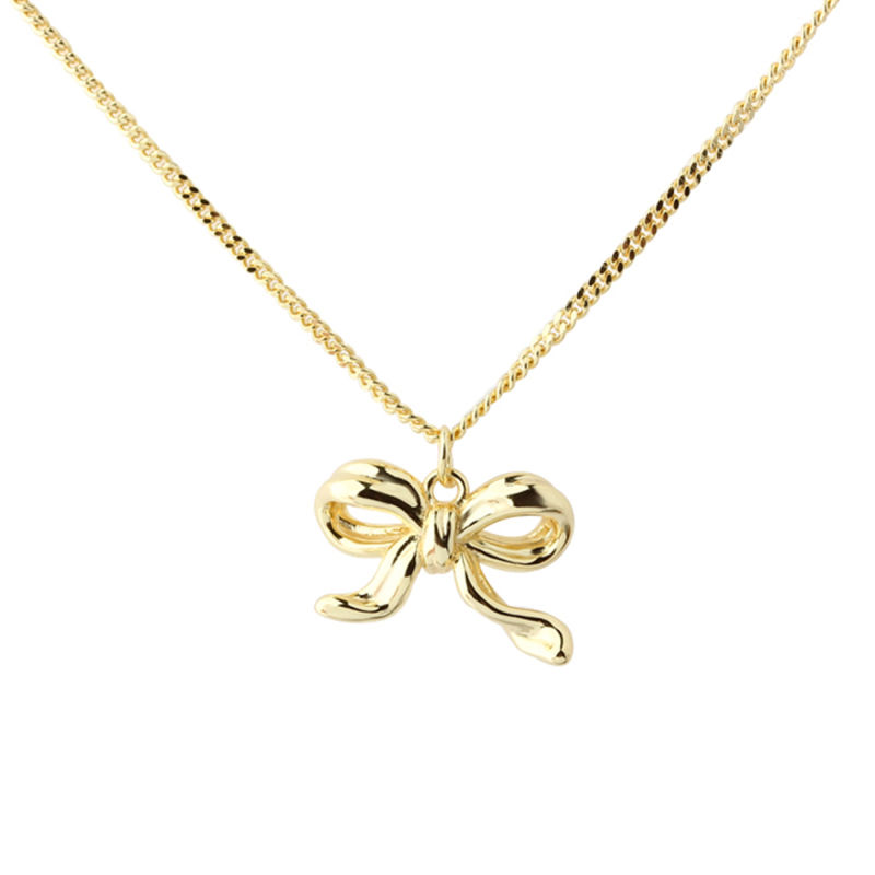 New Curve Bow  Necklace Golden