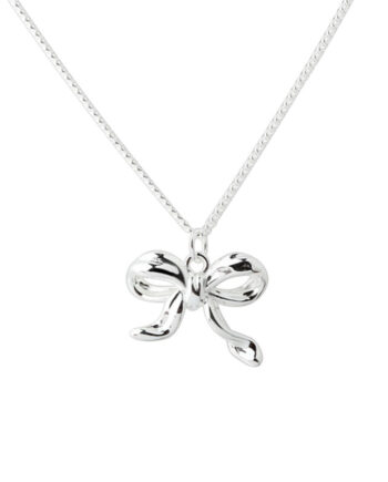 New Curve Bow  Necklace Silver