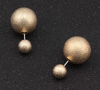 øreringe Dobbelt Perle Guld Rug Overflade