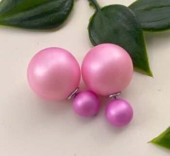 øreringe Dobbelt Perle Pink Hot Pink Perlemor Mat