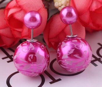 øreringe Dobbelt Perle øreringe Pink Med Blonde