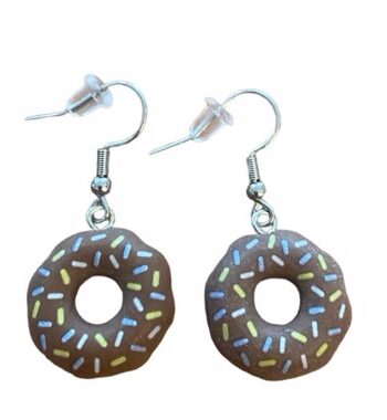 øreringe Hængeøreringe Donuts Brun