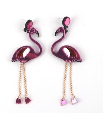øreringe Hængeøreringe Flamingo Lyserød Pink Blå Fødder