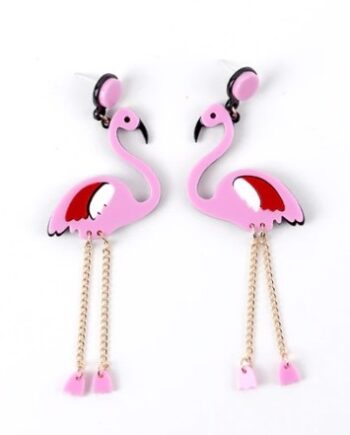 øreringe Hængeøreringe Flamingo Lyserød Rød