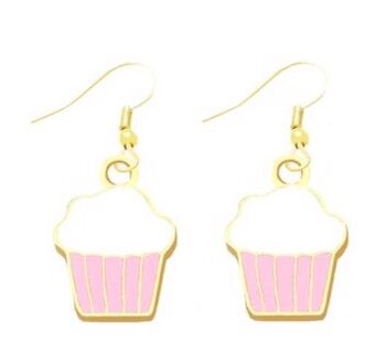 øreringe Hængeøreringe Med Lyserød Cupcake