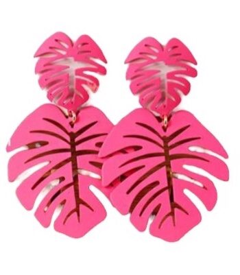 øreringe Store Hængeøreringe Blade Pink