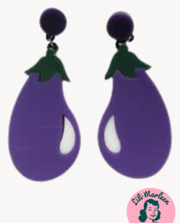 øreringe Store Hængeøreringe  Store Auberginer