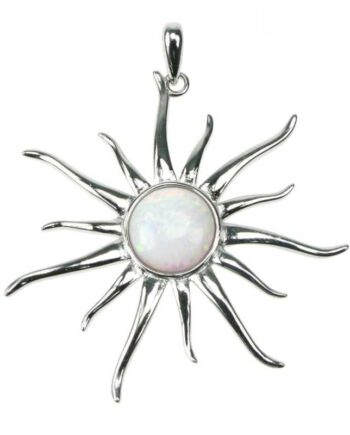 Opal Sol Sølv Smykke Halskæde Vedhæng Med Hvid Sne Opal Sten 925 Sterling Sølv   Rhodium Belægning