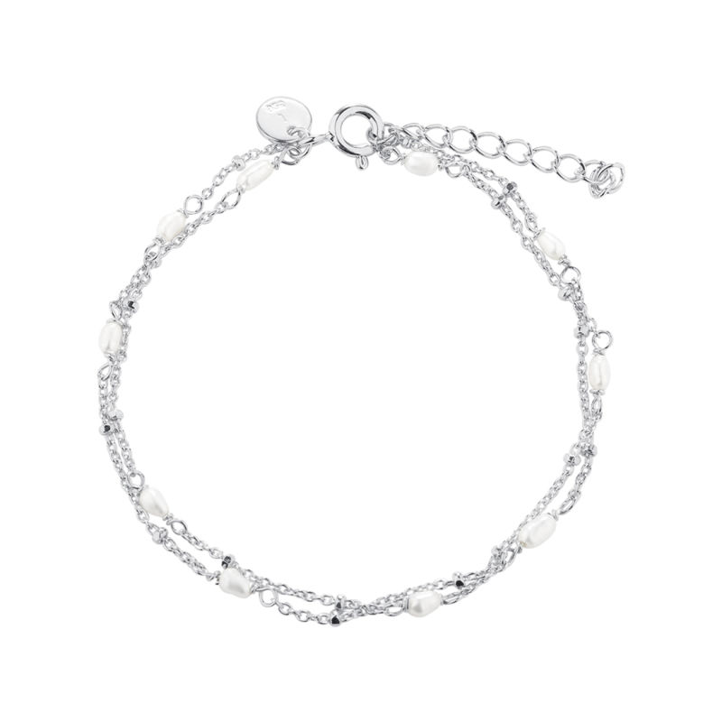 Rice Dot Double Bracelet Silver