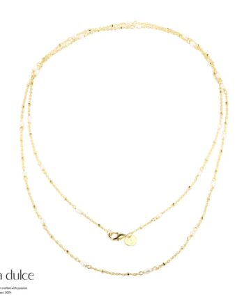 Rice Dots Long Necklace  Golden