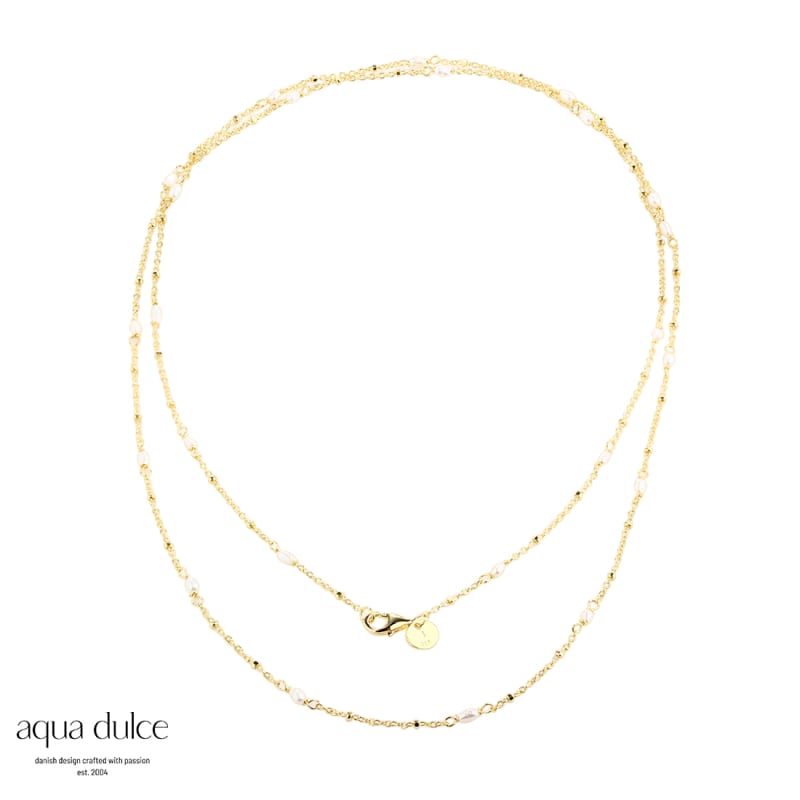 Rice Dots Long Necklace Golden
