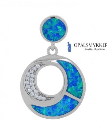 Santorini Sølv Smykke Halskæde Vedhæng Med Blå Opal Sten 925 Sterling Sølv   Rhodium Belægning