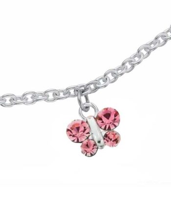 Scrouples Børnearmbånd Sommerfugl Sølv Pink Zirkoner