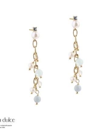 Sky Blue Chain Earring  Golden