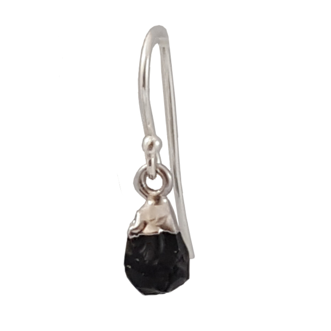 Sølvørering Med Sort Onyx
