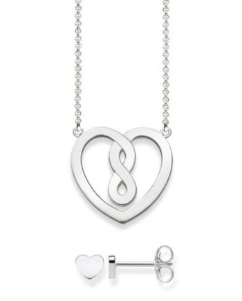 Thomas Sabo Smykkesæt Infinily Heart Med Sølv Halskæde  øreringe
